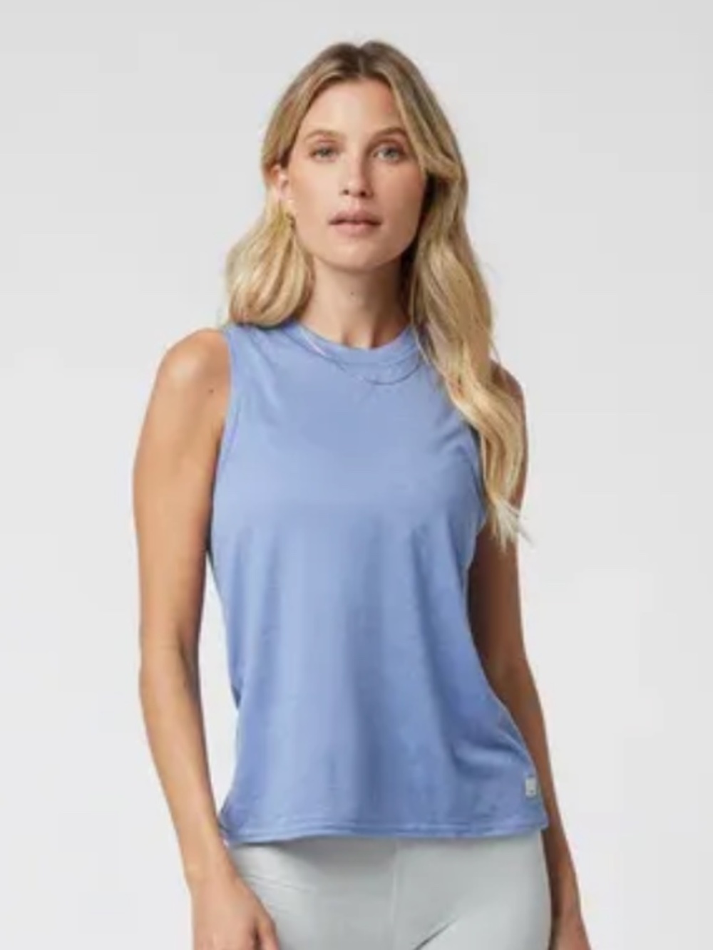 Vuori Lightweight Crewneck Tank in Dusty Blue